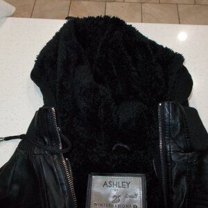 Black leather jacket with soft material on the inside